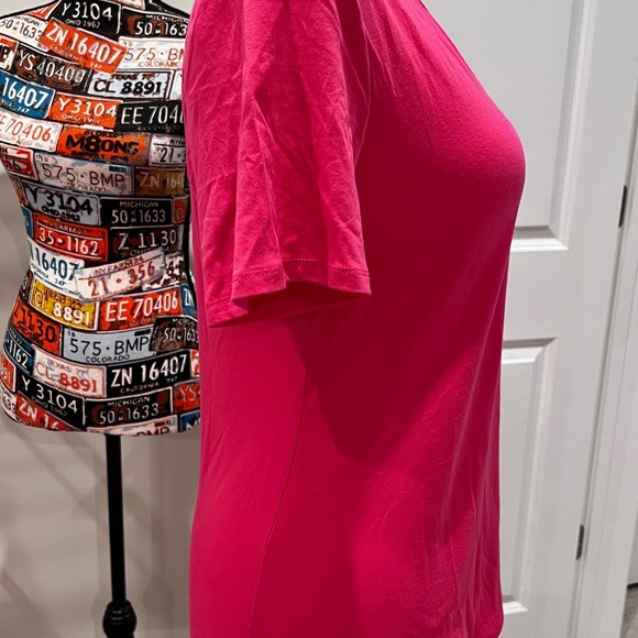 SHEIN LUNE Hot Pink Surplice Neck Tee (NWOT) - Picture 5 of 8